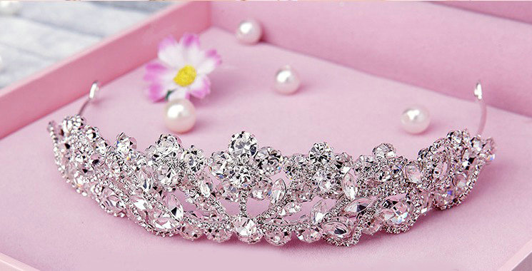 Luxury Elegant Flower Rhinestone Bridal Crown Hairwear Wedding Dress Bride Headband Hair Accessories