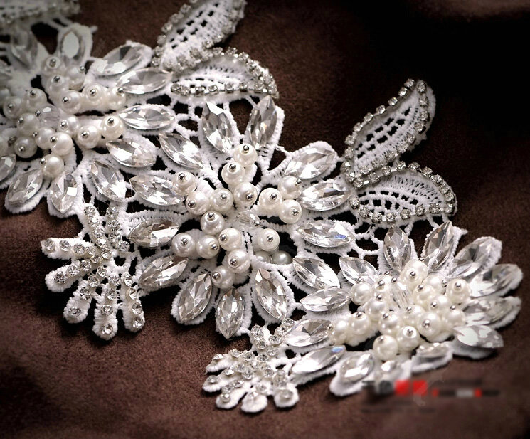 Luxury Pearl Crystal Lace Flower Hairwear Wedding Bride Headband Bridal Hair Accessories