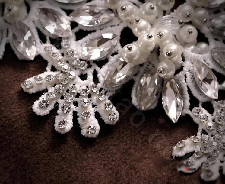 Luxury Pearl Crystal Lace Flower Hairwear Wedding Bride Headband Bridal Hair Accessories