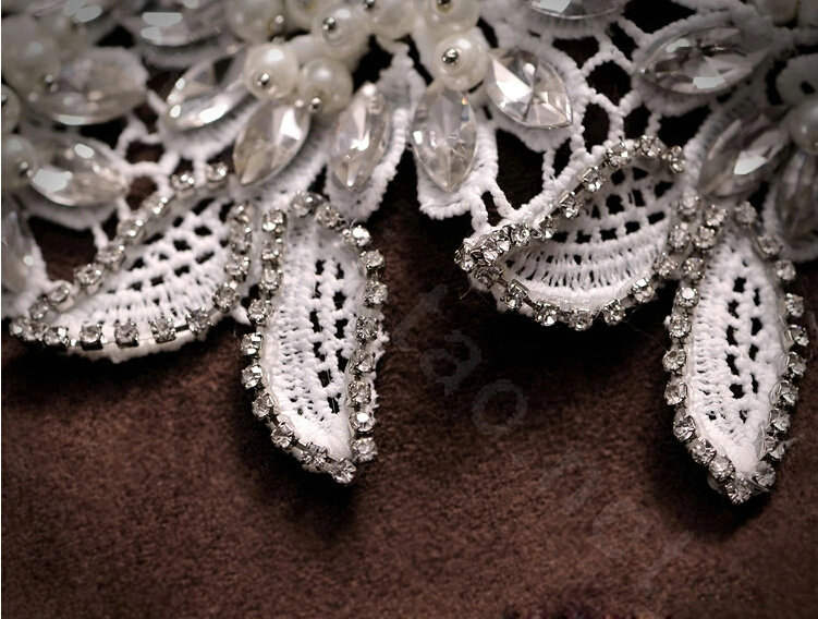 Luxury Pearl Crystal Lace Flower Hairwear Wedding Bride Headband Bridal Hair Accessories