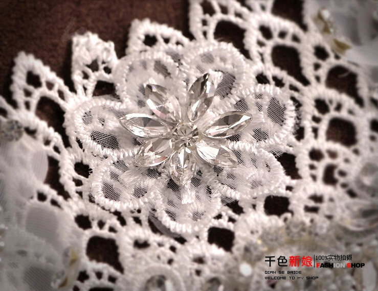 Luxury Pearl Crystal Lace Flower Tassel Hairwear Wedding Bride Headband Bridal Hair Accessories