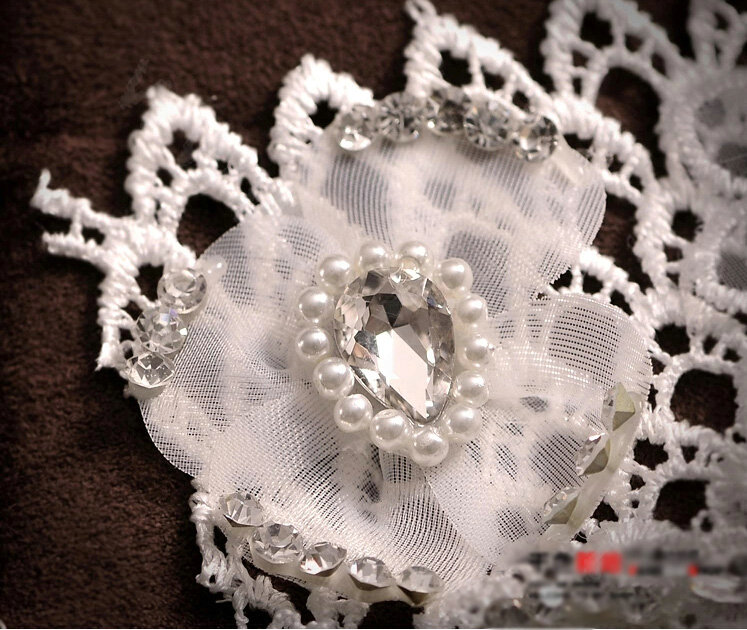 Luxury Pearl Crystal Lace Flower Tassel Hairwear Wedding Bride Headband Bridal Hair Accessories