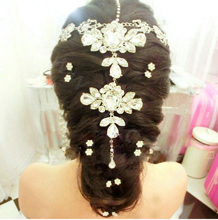 Luxury Raindrop Crystal Flower Wedding Bride Headband Bridal Party Hair Clip Comb Accessories