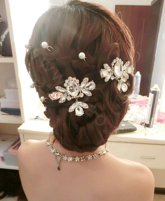 Luxury Raindrop Crystal Flower Wedding Bride Headband Bridal Party Hair Clip Comb Accessories