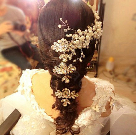 Luxury Raindrop Crystal Flower Wedding Bride Headband Bridal Party Hair Clip Comb Accessories