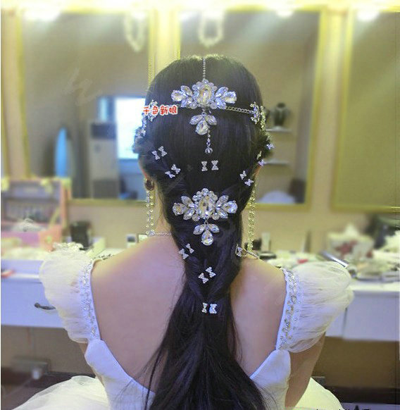 Luxury Raindrop Crystal Flower Wedding Bride Headband Bridal Party Hair Clip Comb Accessories