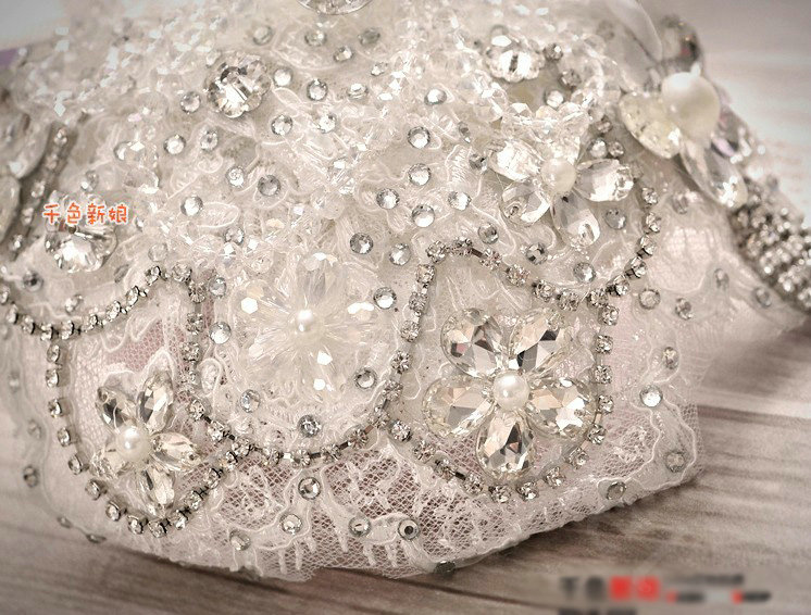 Luxury Rhinestone Lace Flower Tassel Hairwear Hats Wedding Bride Headband Bridal Hair Accessories