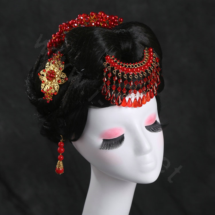 Luxury Rhinestone Tassel Bridal Headband Cheongsam Classic Wedding Bride Hair Accessories Sets