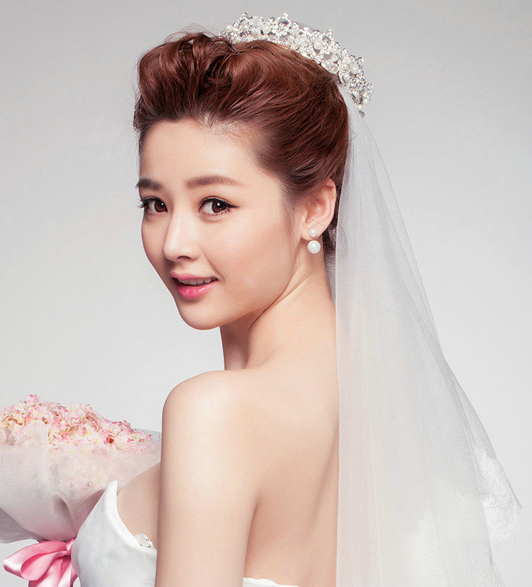 Luxury Round Pearl Crystal Large Crown Bridal Hairwear Wedding Dress Bride Headband Hair Accessories