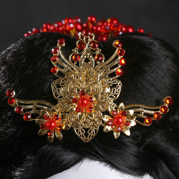 Luxury Simple Bridal Phoenix Coronet Hair Clasp Cheongsam Classic Costume Wedding Bride Hair Accessories