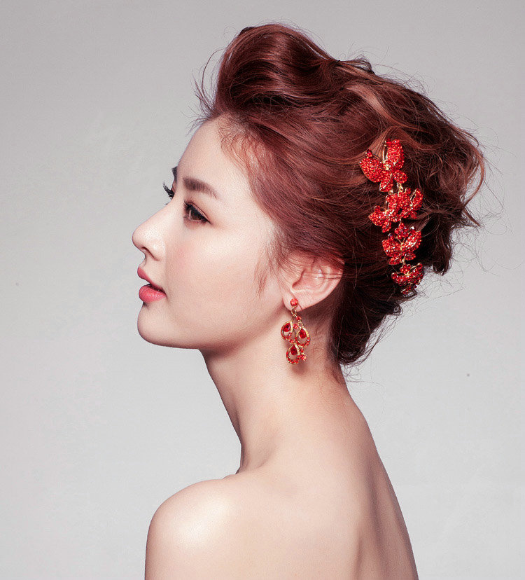 Pretty Bling Diamond Butterfly Bridal Hair Comb Classic Costume Cheongsam Wedding Bride Hair Accessories