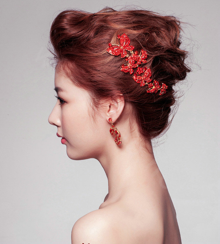Pretty Bling Diamond Butterfly Bridal Hair Comb Classic Costume Cheongsam Wedding Bride Hair Accessories