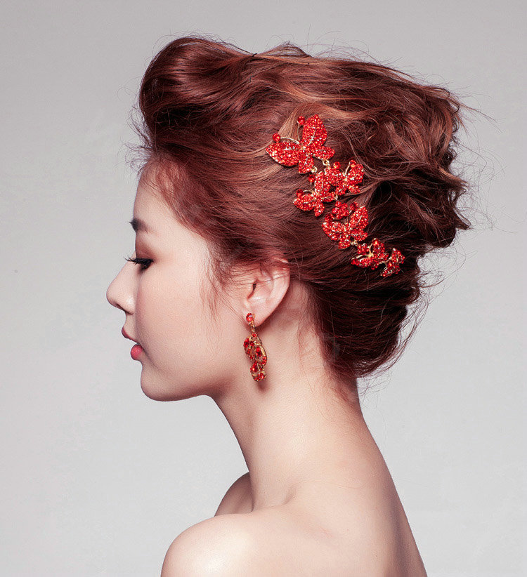 Pretty Bling Diamond Butterfly Bridal Hair Comb Classic Costume Cheongsam Wedding Bride Hair Accessories