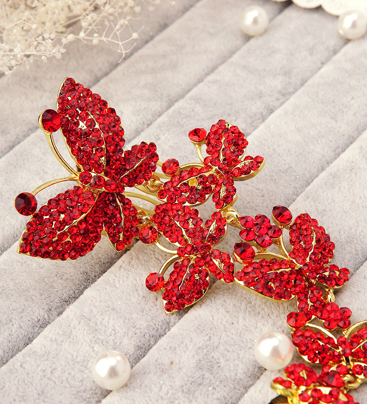 Pretty Bling Diamond Butterfly Bridal Hair Comb Classic Costume Cheongsam Wedding Bride Hair Accessories