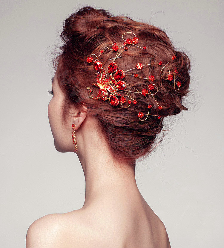 Pretty Bling Diamond Phoenix Bridal Hair Comb Classic Costume Cheongsam Wedding Bride Hair Accessories
