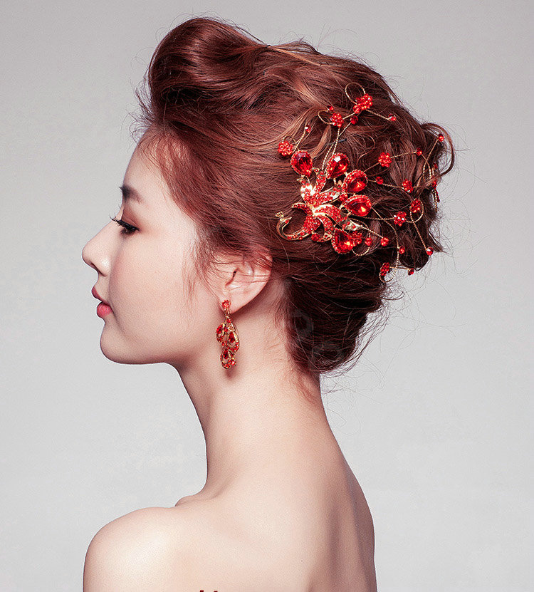 Pretty Bling Diamond Phoenix Bridal Hair Comb Classic Costume Cheongsam Wedding Bride Hair Accessories
