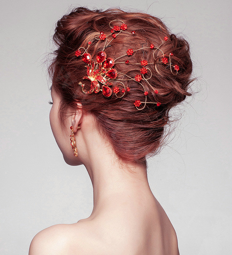 Pretty Bling Diamond Phoenix Bridal Hair Comb Classic Costume Cheongsam Wedding Bride Hair Accessories