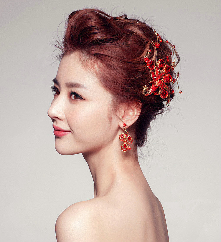 Pretty Bling Diamond Phoenix Bridal Hair Comb Classic Costume Cheongsam Wedding Bride Hair Accessories