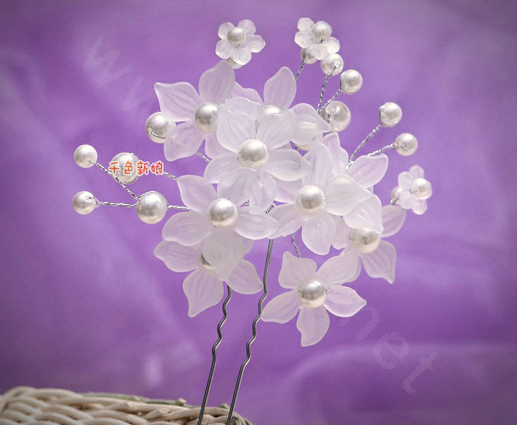 Pretty Pearl Matte Flowers Wedding Bride U Shape Hair Clip Comb Fork Bridal Party Hair Accessories