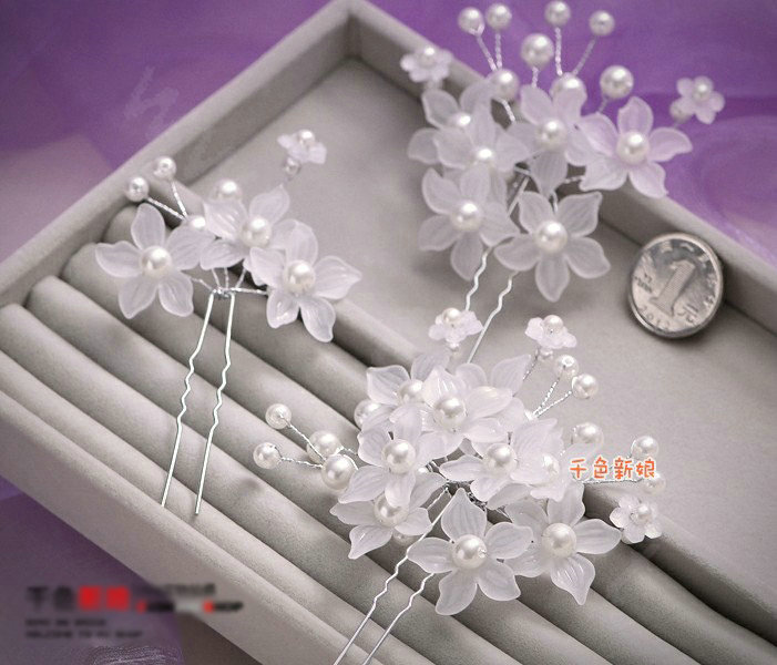 Pretty Pearl Matte Flowers Wedding Bride U Shape Hair Clip Comb Fork Bridal Party Hair Accessories