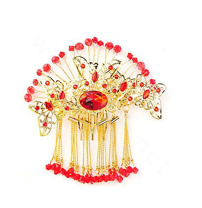 Retro Bride Rhinestone Butterfly Tassel Hair Comb Claw Cheongsam Wedding Bridal Hair Accessories