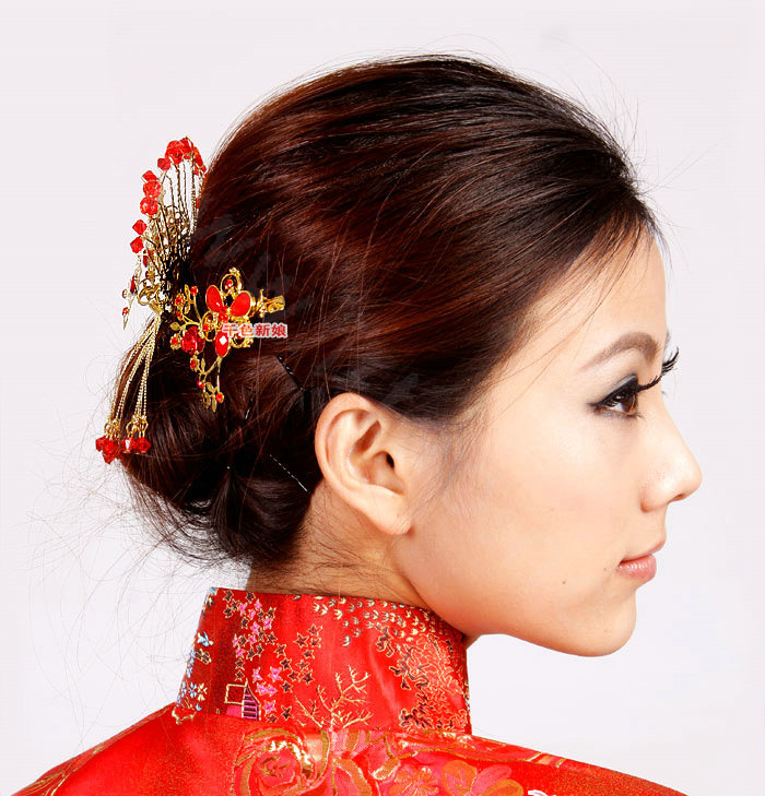 Retro Bride Rhinestone Butterfly Tassel Hair Comb Claw Cheongsam Wedding Bridal Hair Accessories