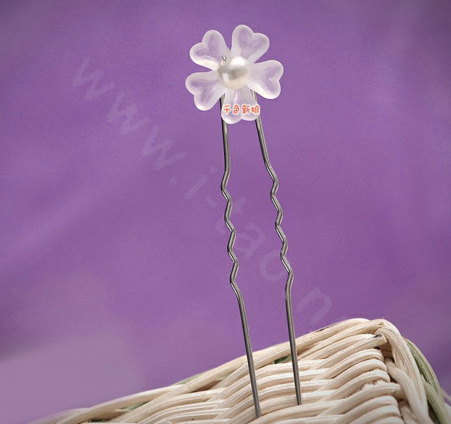 Simple Pearl Matte Flower Wedding Bride U Shape Hair Clip Comb Fork Bridal Party Hair Accessories
