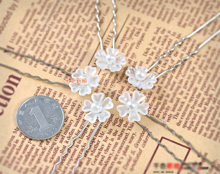 Simple Pearl Matte Flower Wedding Bride U Shape Hair Clip Comb Fork Bridal Party Hair Accessories