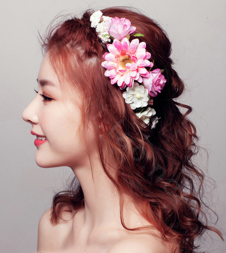 Sweet Garland Artificial Flower Hair Band Bridal Hair Comb Wedding Dress Bride Hairwear Hair Accessories