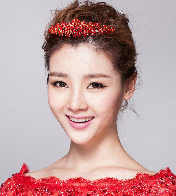 Unique Bling Crystal Bridal Crown Vintage Cheongsam Wedding Bride Headband Hair Accessories