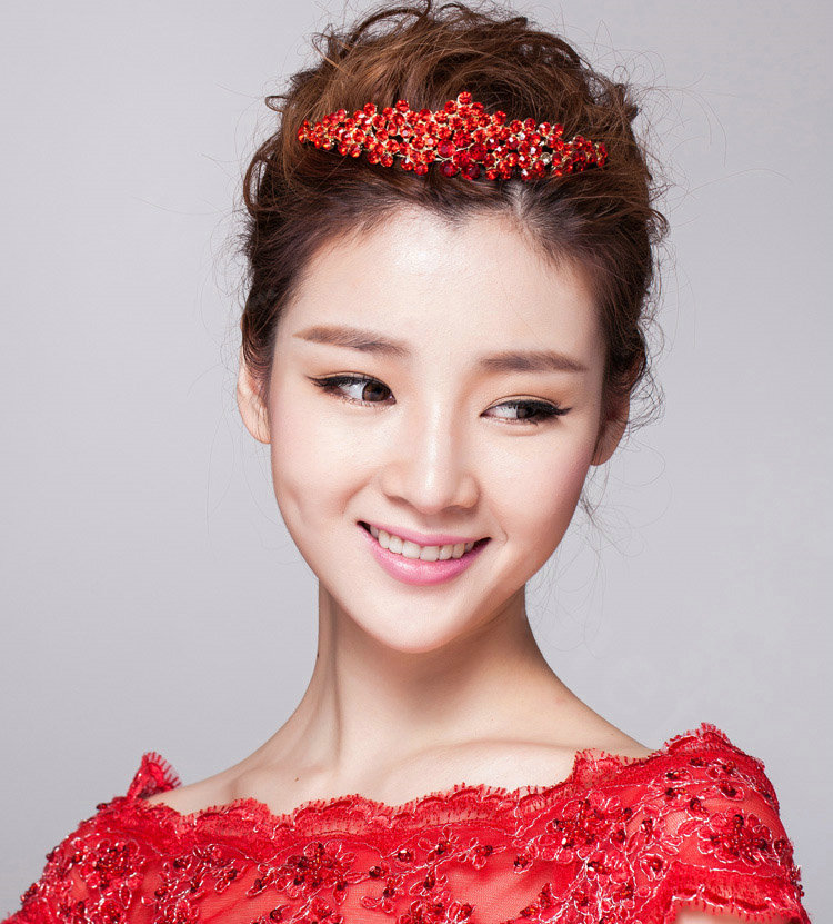 Unique Bling Crystal Bridal Crown Vintage Cheongsam Wedding Bride Headband Hair Accessories