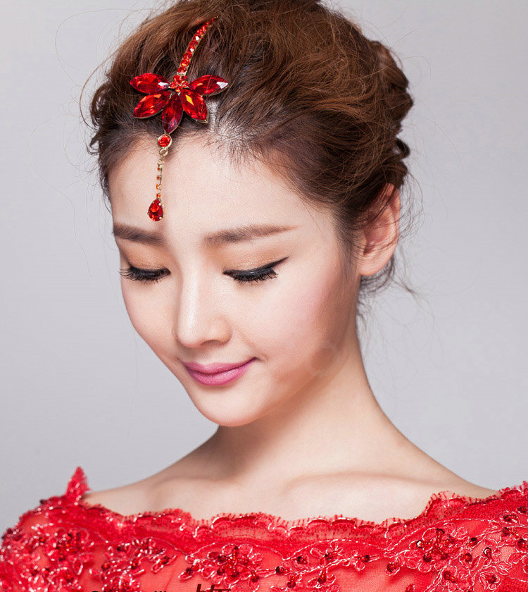 Unique Bling Crystal Flower Tassel Bridal Hair Clasp Classic Cheongsam Wedding Bride Hair Accessories