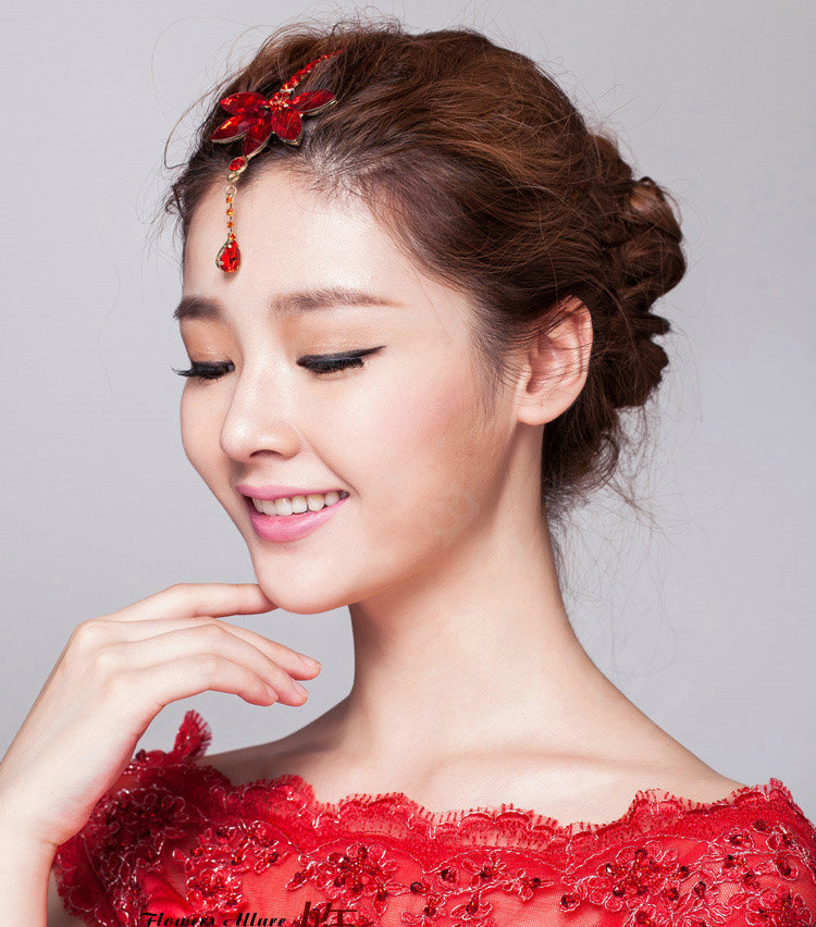 Unique Bling Crystal Flower Tassel Bridal Hair Clasp Classic Cheongsam Wedding Bride Hair Accessories
