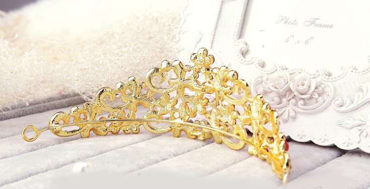 Unique New Red Flower Crystal Bridal Crown Hairwear Vintage Wedding Bride Headband Hair Accessories