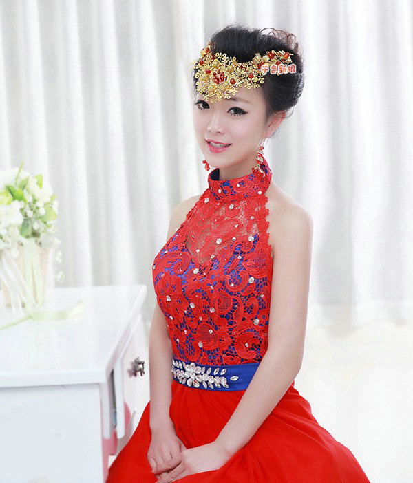 Vintage Bride Agate Beads Flower Hairwear Cheongsam Wedding Headband Bridal Hair Accessories