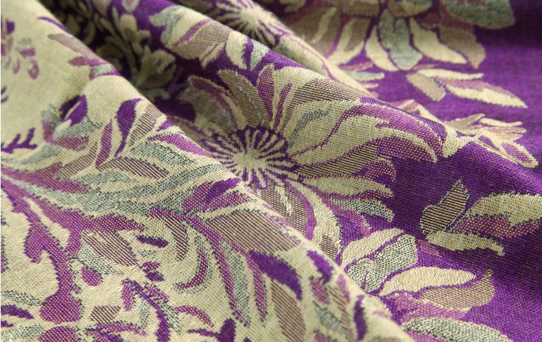 Elegant Extra large Jacquard Tassels Cape Floral Print Shawl National Style Warm Long Scarf - Purple
