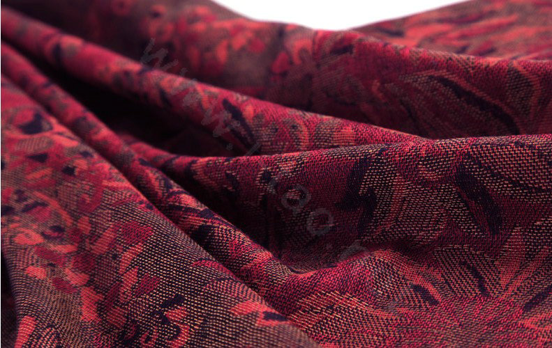 Unique Extra large Jacquard Tassels Cape Floral Print Shawl National Style Warm Long Scarf - Burgundy