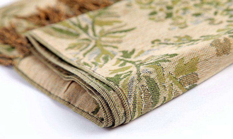 Unique Extra large Jacquard Tassels Cape Floral Print Shawl National Style Warm Long Scarf - Green