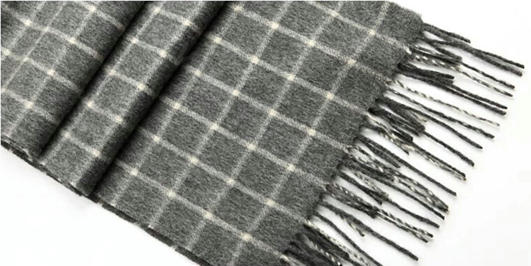 Classic England Lattice Long Wool Scarf Man Winter Thicken Cashmere Tassels Muffler - Gray
