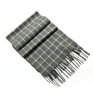 Classic England Lattice Long Wool Scarf Man Winter Thicken Cashmere Tassels Muffler - Gray