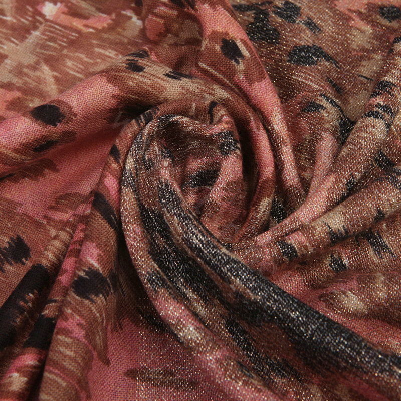Classic Leopard Printing Wool Shawls Scarf Women Long Warm Pashmina Cape - Orange