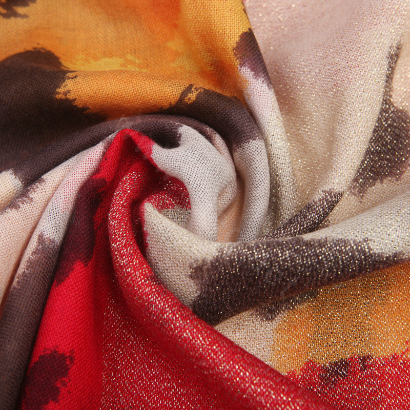 Classic Leopard Printing Wool Shawls Scarf Women Long Warm Pashmina Cape - Red