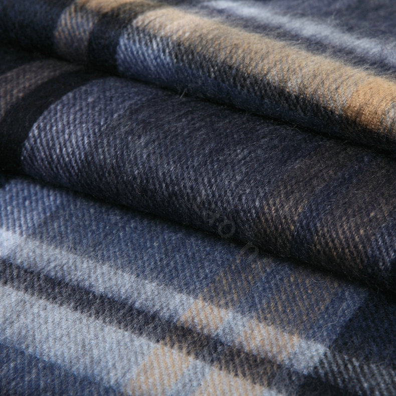 Classic Plaid Long Wool Scarf Man Winter Thicken Business Casual Cashmere Tassels Muffler - Yellow Blue