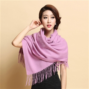 Classic Solid Color Long Wool Shawls Berber Fleece Scarf Women Winter Thicken Tassels Cape - Purple