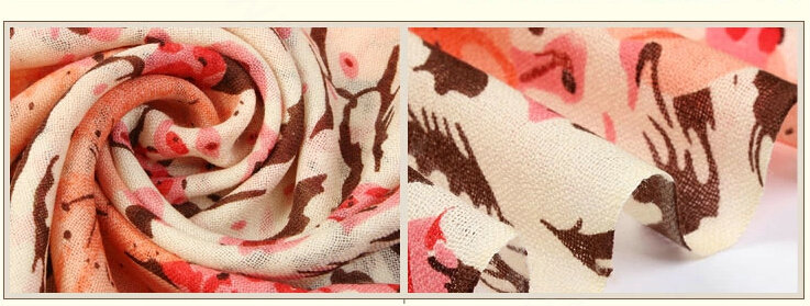 Economic Zebra Flower Printing Tassels Wool Scarf Shawls Women Long Warm Pashmina Cape - Orange