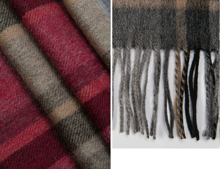 Fashion England Lattice Long Wool Scarf Man Winter Thicken Cashmere Tassels Muffler - Beige+Red