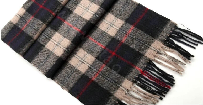 Fashion England Lattice Long Wool Scarf Man Winter Thicken Cashmere Tassels Muffler - Black+Beige