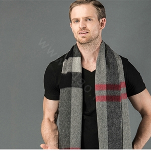 Fashion England Lattice Long Wool Scarf Man Winter Thicken Cashmere Tassels Muffler - Black+Gray