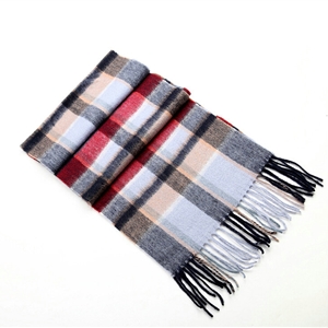 Fashion England Lattice Long Wool Scarf Man Winter Thicken Cashmere Tassels Muffler - Blue+White