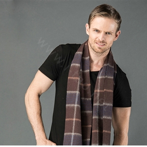 Fashion England Lattice Long Wool Scarf Man Winter Thicken Cashmere Tassels Muffler - Coffee+Blue
